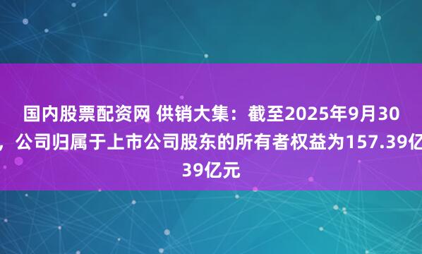 国内股票配资网 供销大集：截至2025年9月30日，公司归属于上市公司股东的所有者权益为157.39亿元