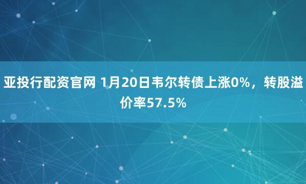 亚投行配资官网 1月20日韦尔转债上涨0%，转股溢价率57.5%
